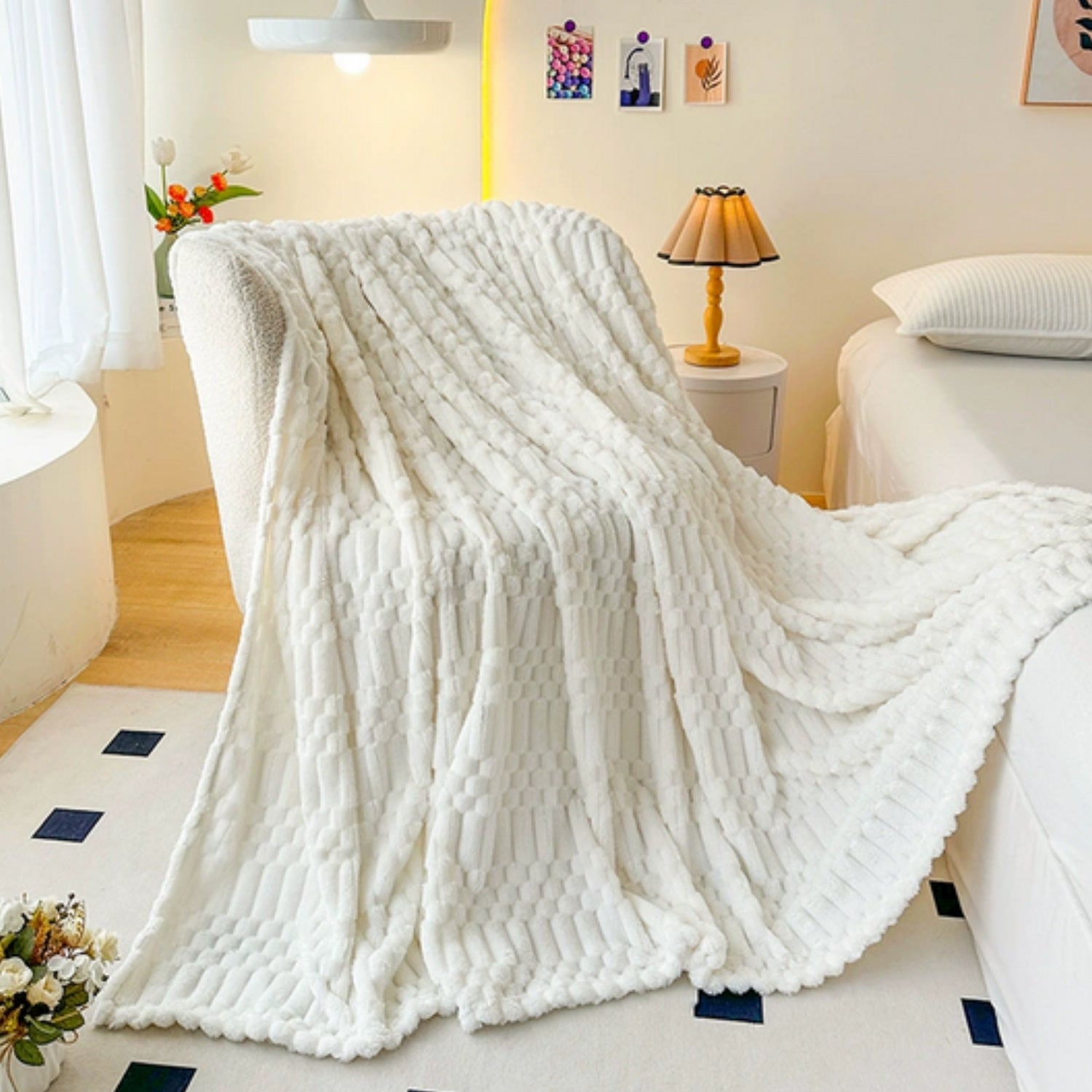 Couverture en microfibre pour homme et femme avec motif galets, ultra douce et douillette 2