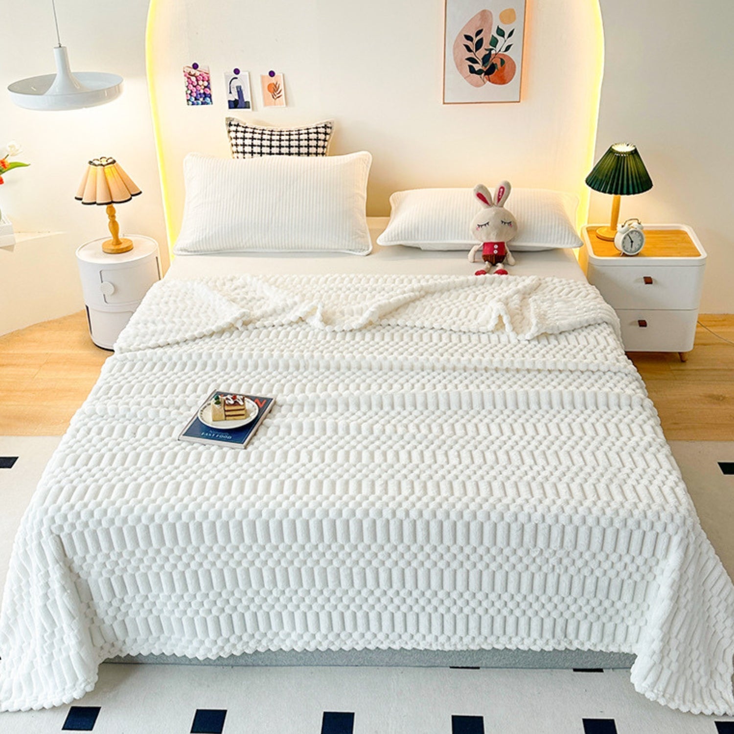 Couverture en microfibre pour homme et femme avec motif galets, ultra douce et douillette 3