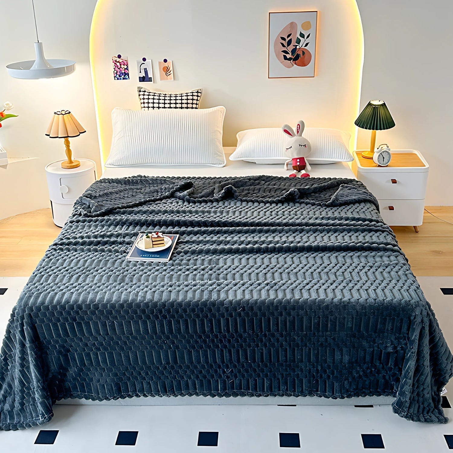 Couverture en microfibre pour homme et femme avec motif galets, ultra douce et douillette 7