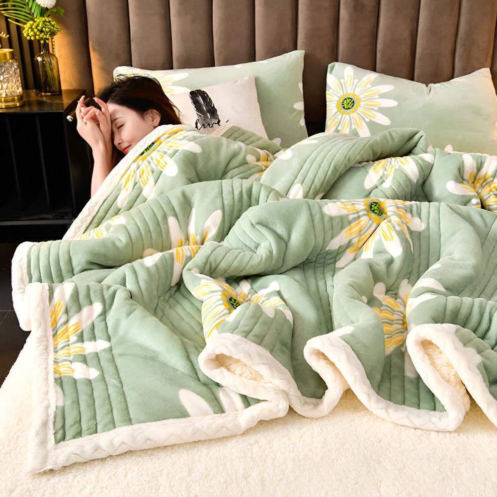 Couverture florale pour femme en velours de lait et cachemire d'agneau 1