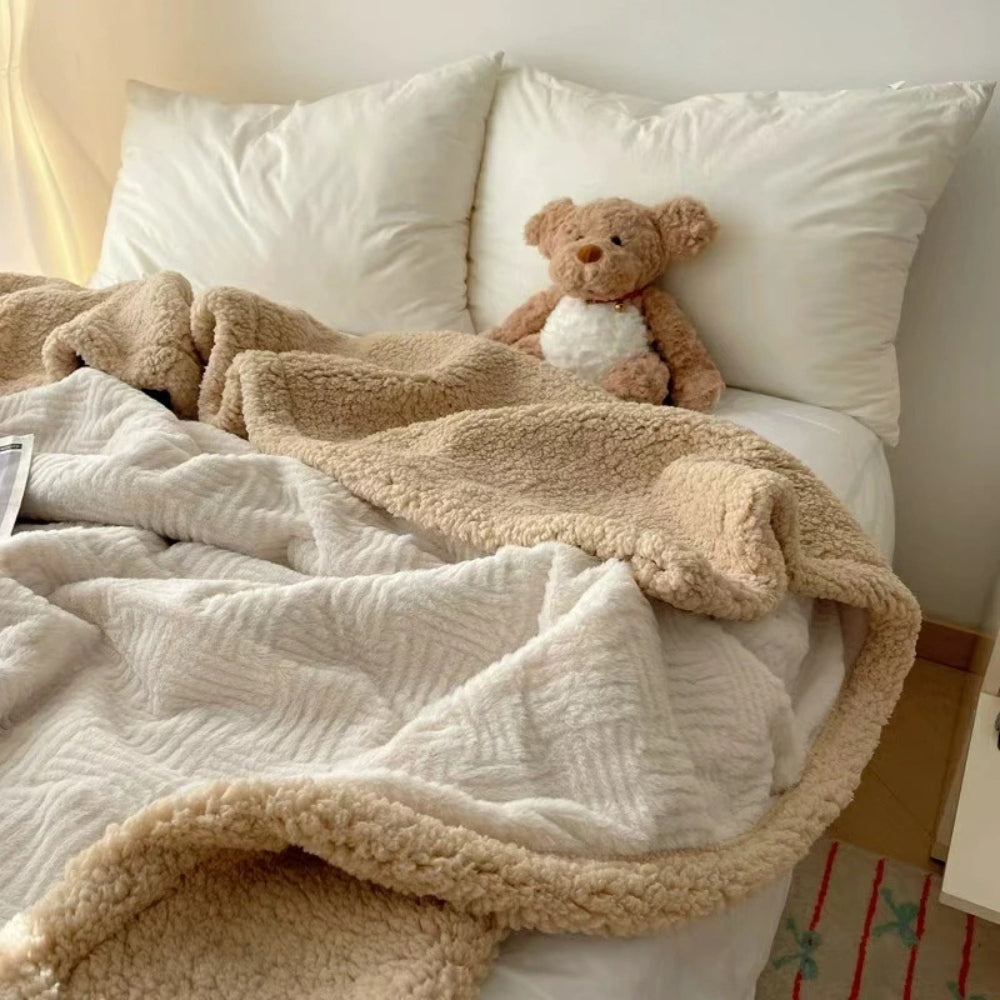 Couverture jacquard douillette pour adultes en peluche 1