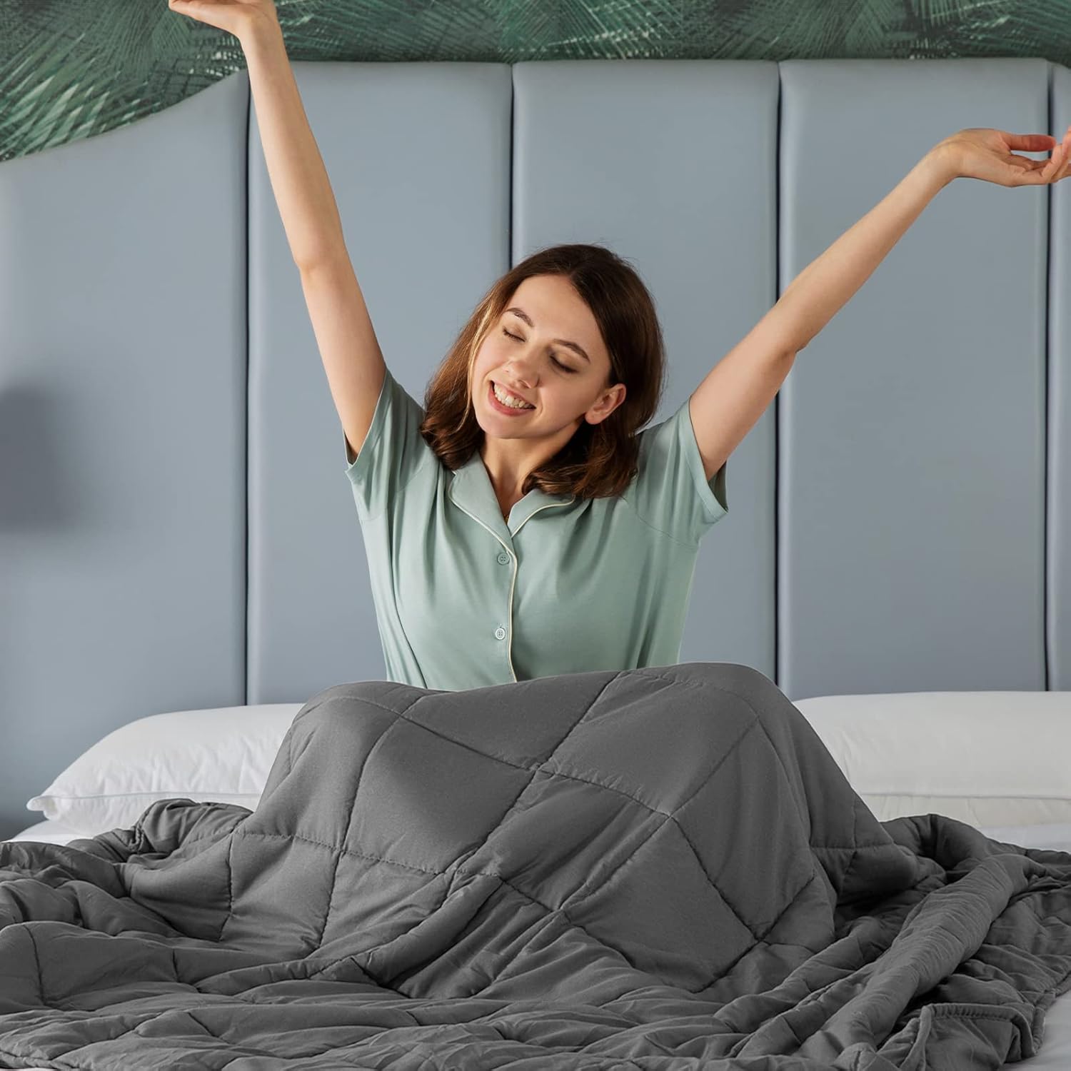 Couverture lestée thérapeutique pour un sommeil réparateur. Matériau respirant. 1