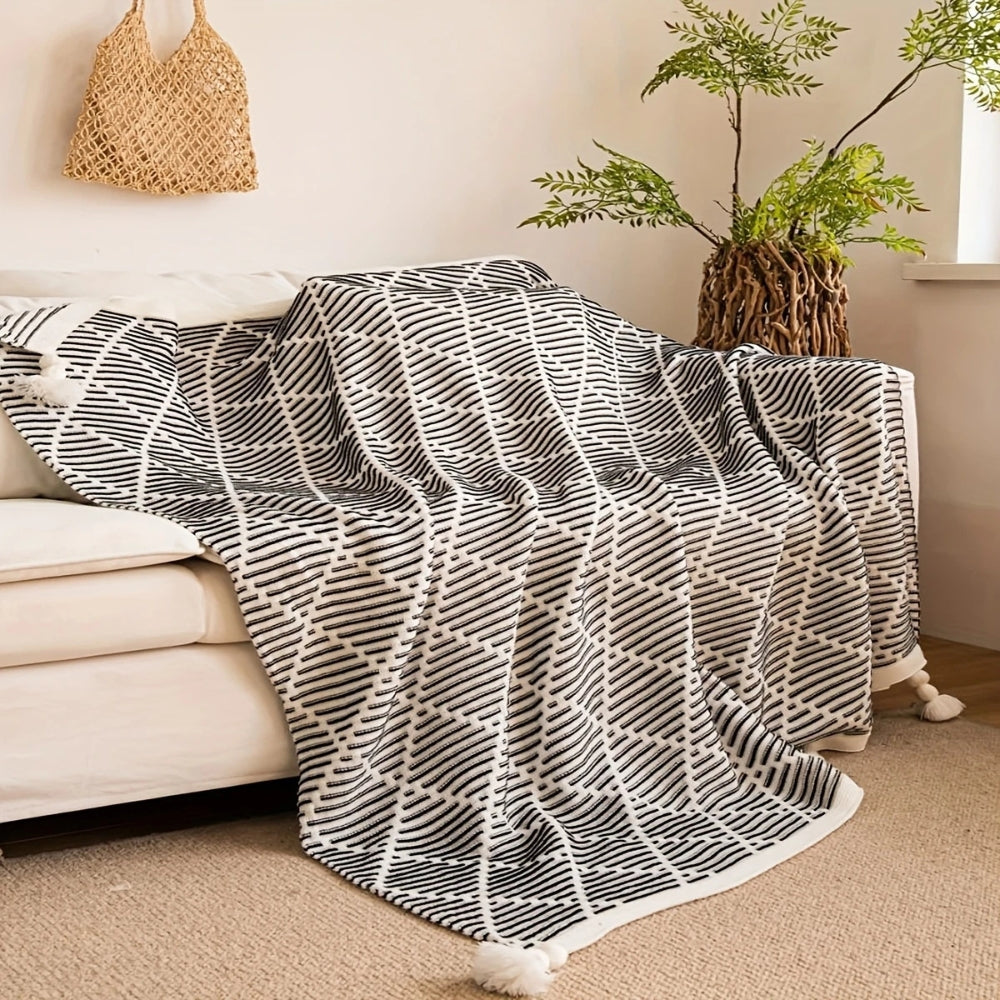 Couverture moderne en microfibre à motif diamant pour lit et canapé 0