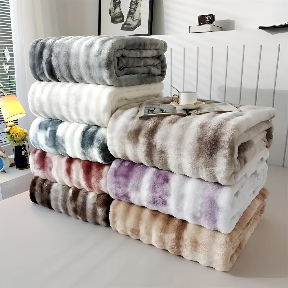 Couverture polaire douillette pour adultes avec un motif tie-dye ondulé unique 1