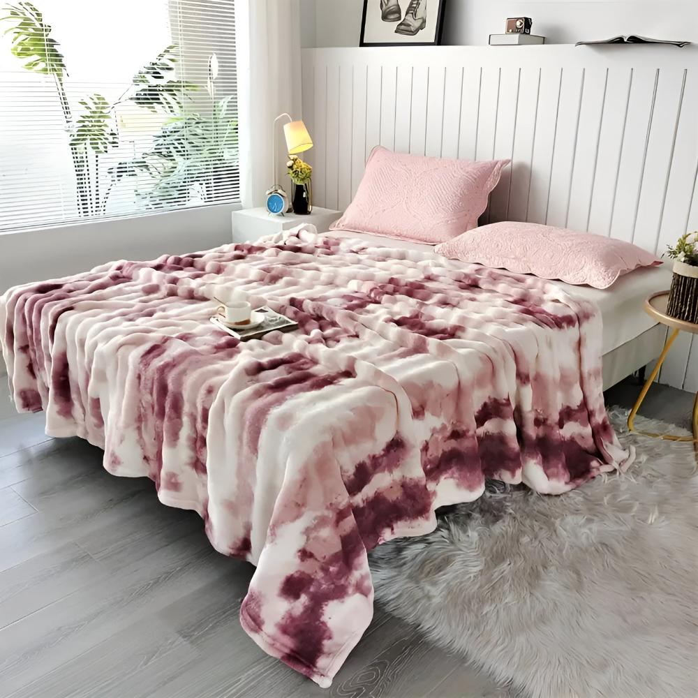 Couverture polaire douillette pour adultes avec un motif tie-dye ondulé unique 11