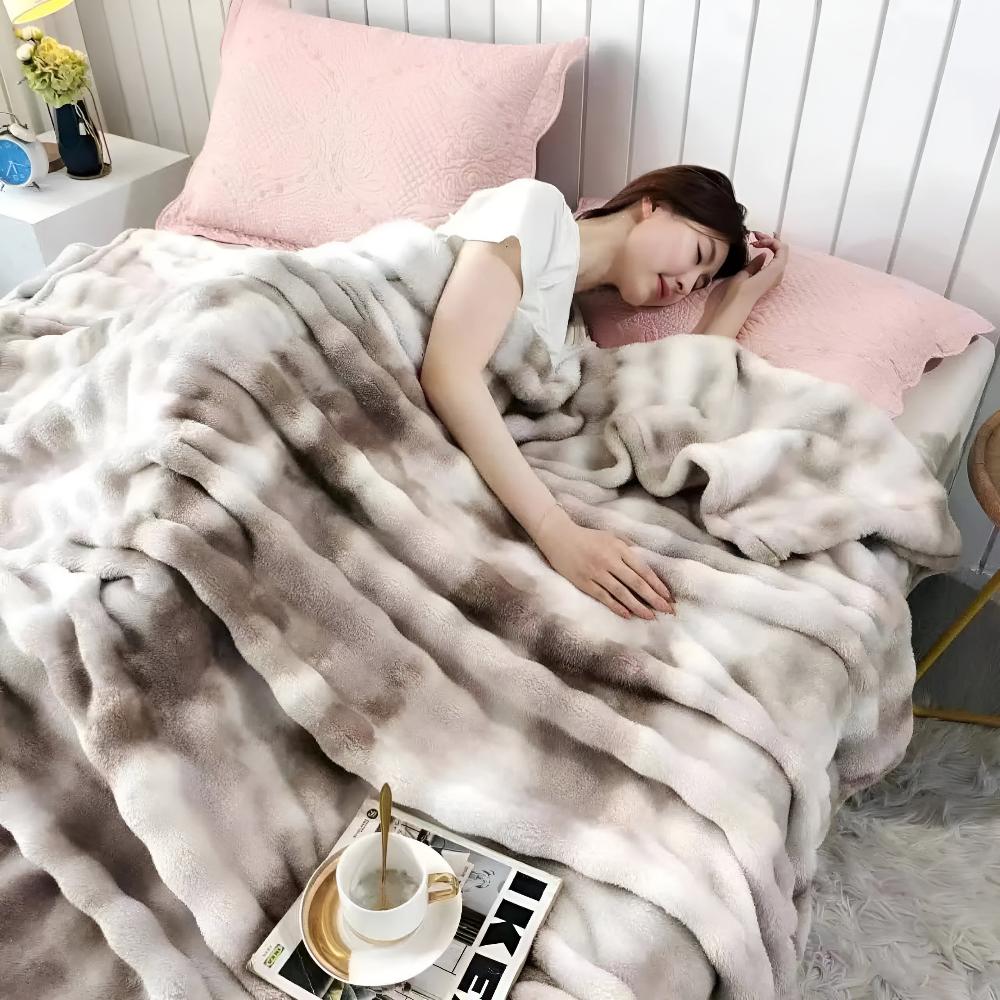 Couverture polaire douillette pour adultes avec un motif tie-dye ondulé unique 2
