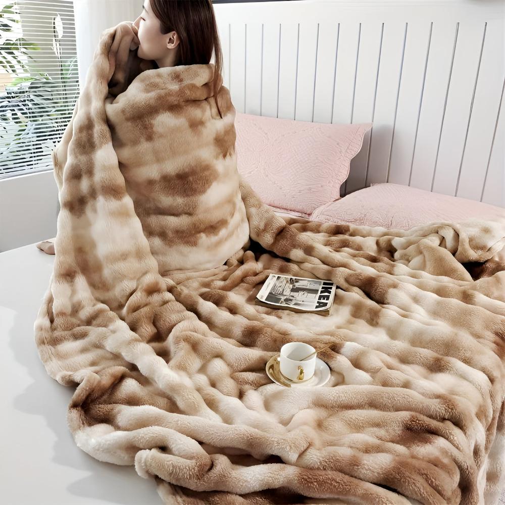 Couverture polaire douillette pour adultes avec un motif tie-dye ondulé unique 3