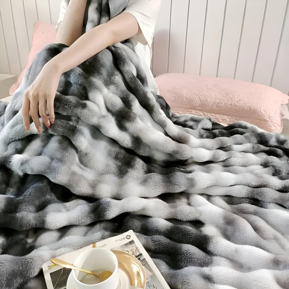 Couverture polaire douillette pour adultes avec un motif tie-dye ondulé unique 4