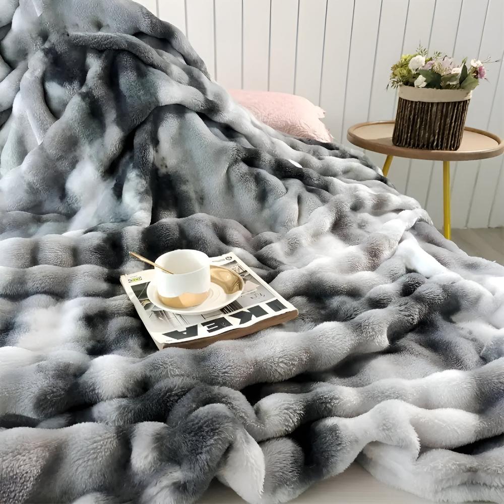 Couverture polaire douillette pour adultes avec un motif tie-dye ondulé unique 5