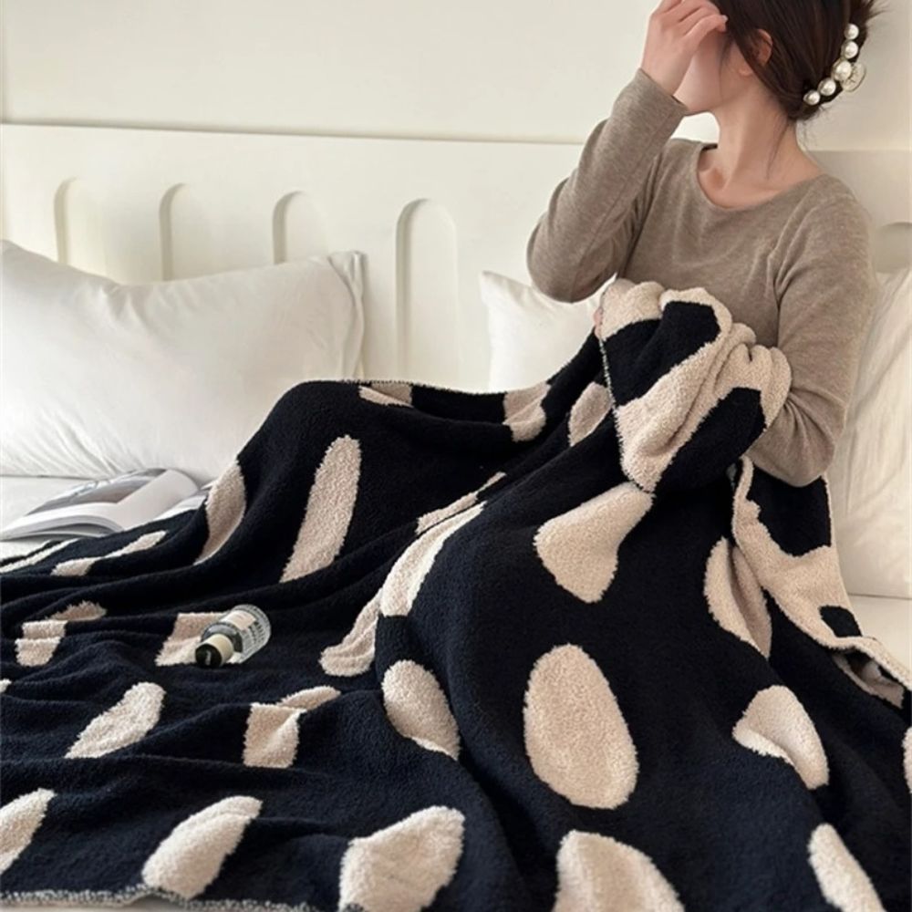 Couverture polaire moderne pour adultes, chaude, en nylon, réversible, à pois 0