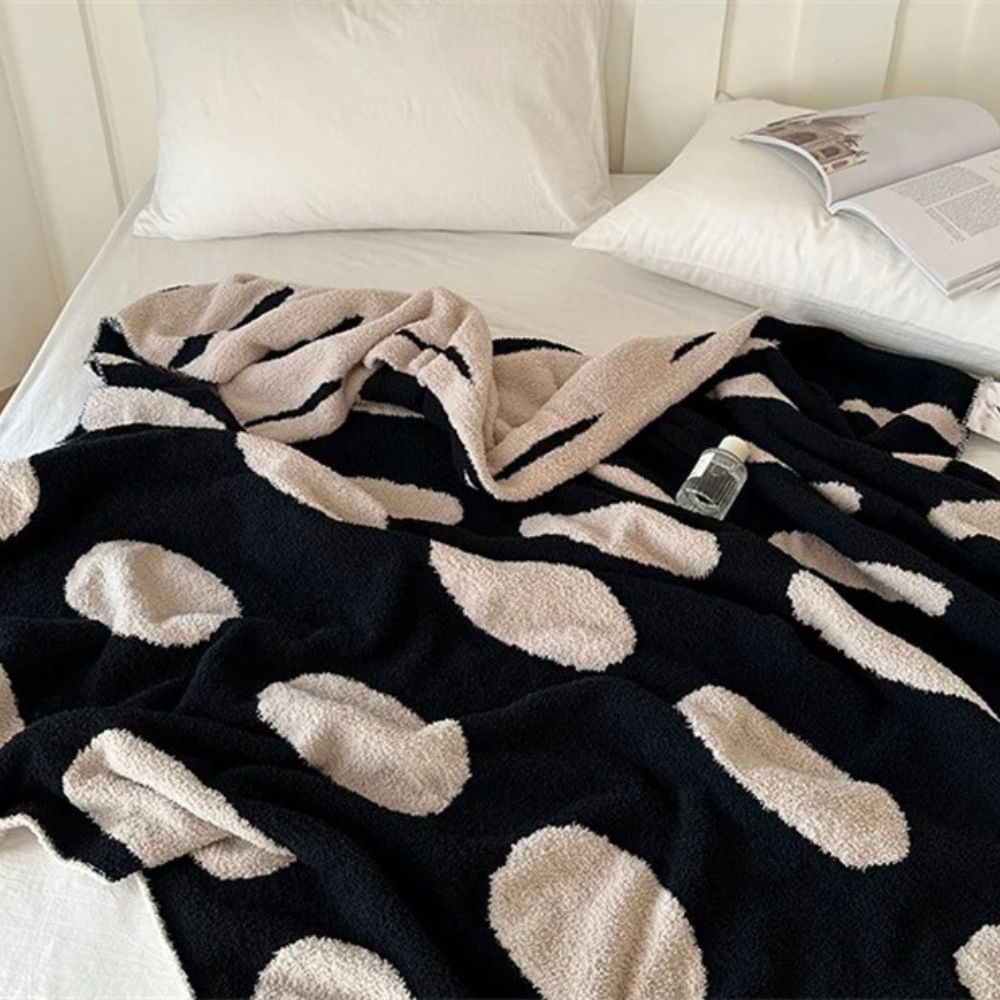 Couverture polaire moderne pour adultes, chaude, en nylon, réversible, à pois 1