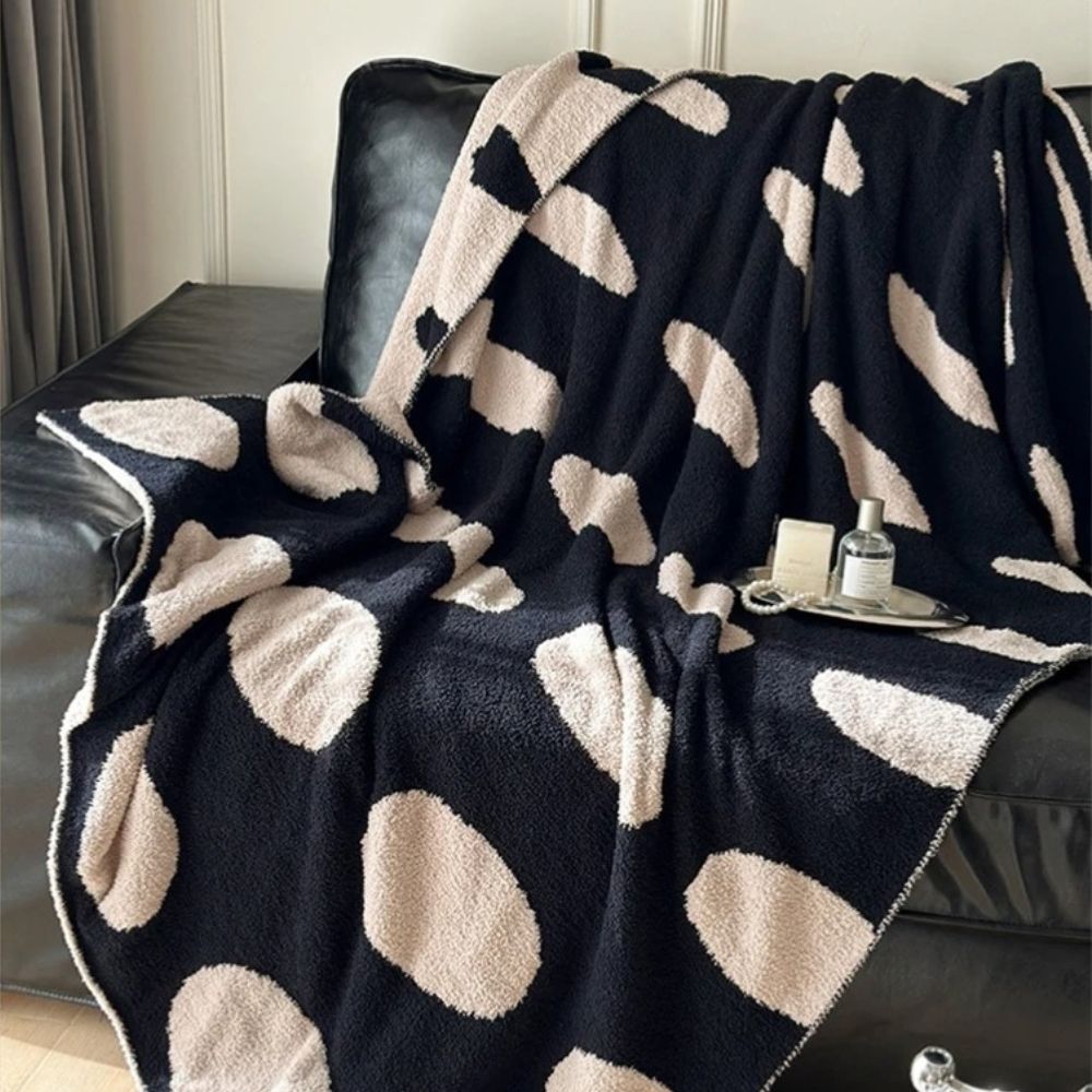 Couverture polaire moderne pour adultes, chaude, en nylon, réversible, à pois 2