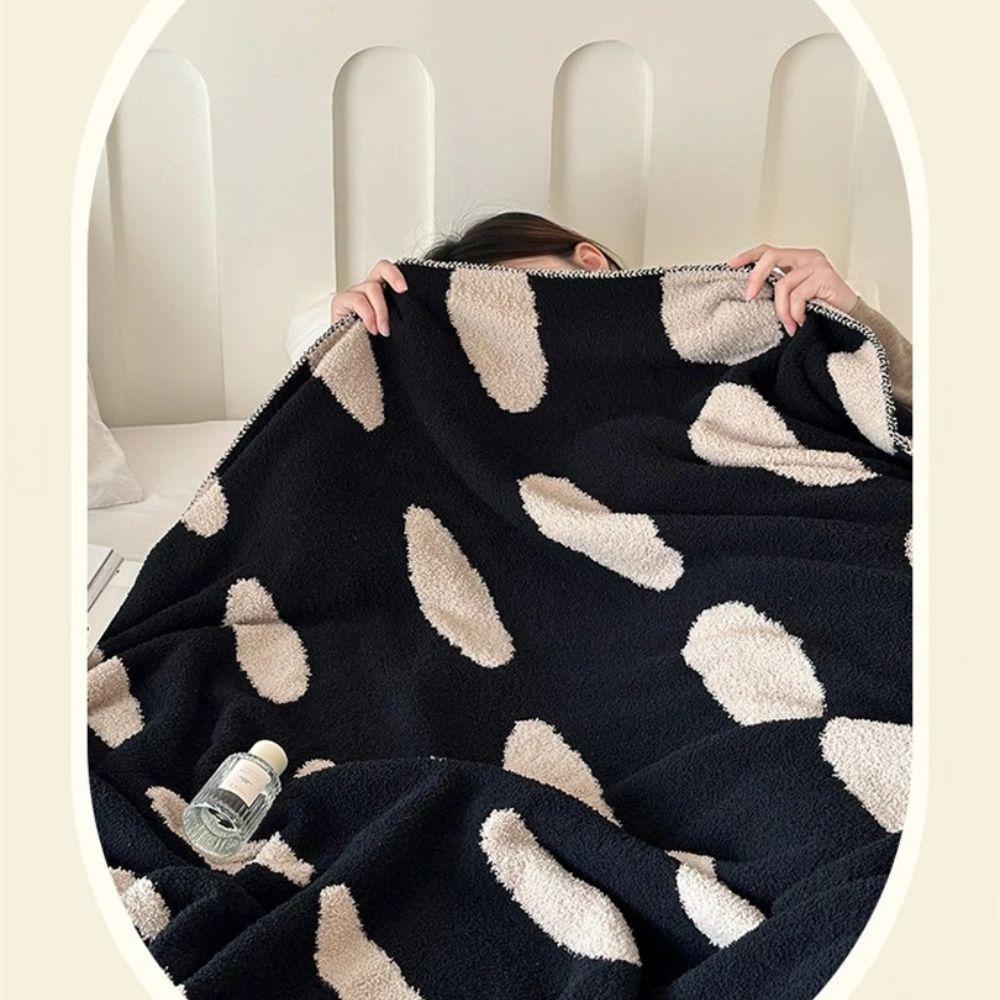Couverture polaire moderne pour adultes, chaude, en nylon, réversible, à pois 3