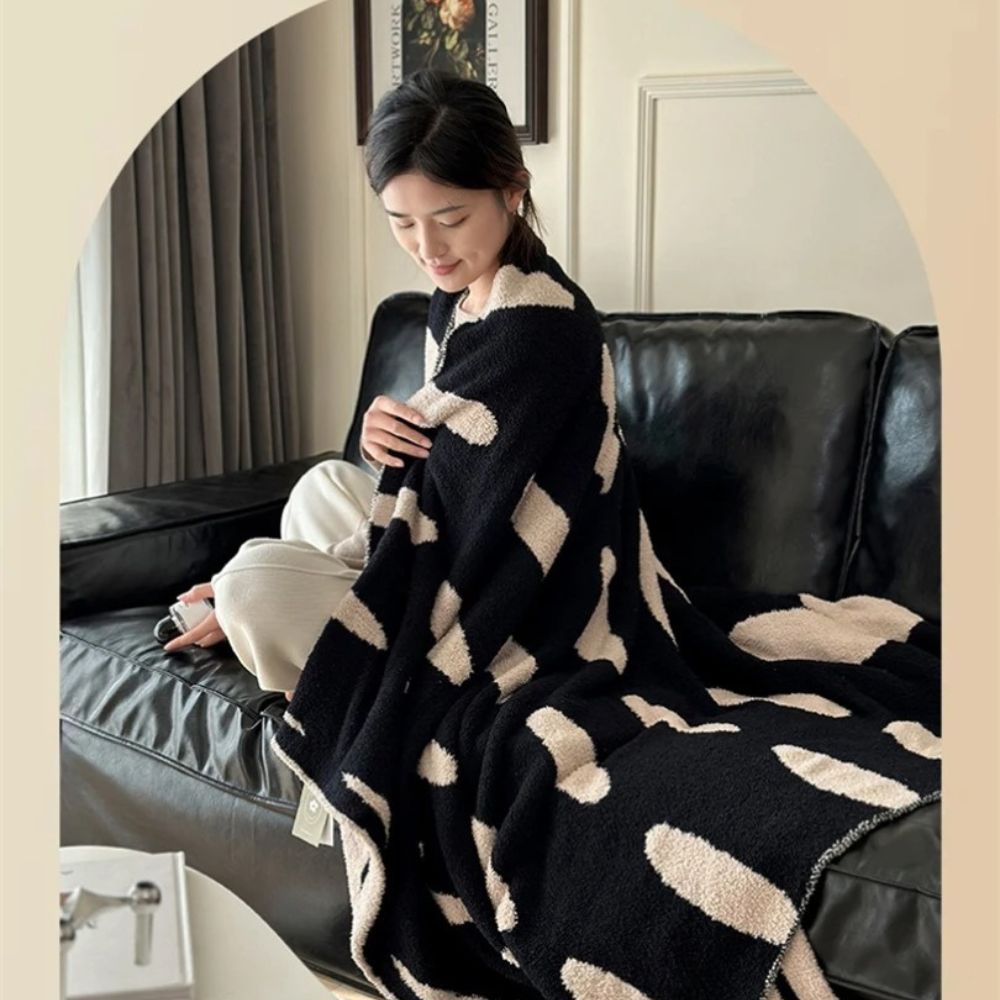 Couverture polaire moderne pour adultes, chaude, en nylon, réversible, à pois 4