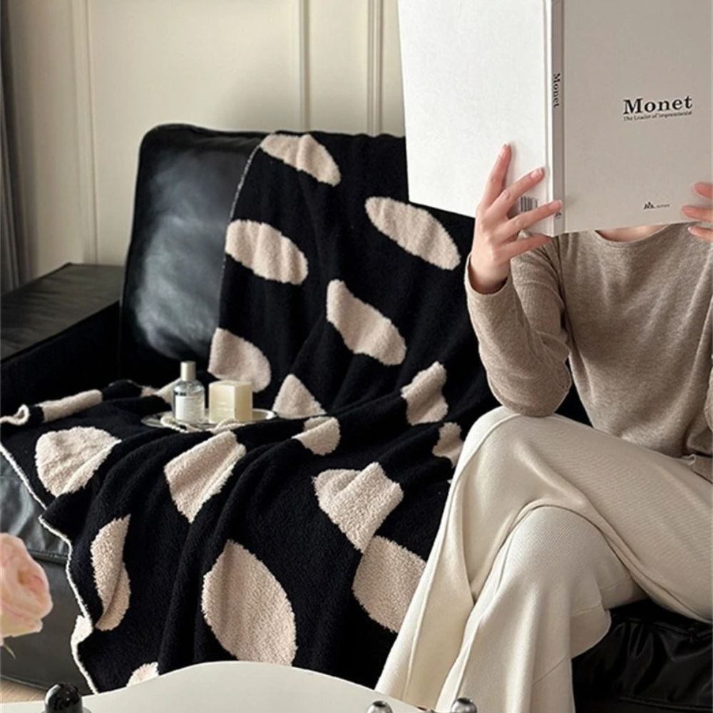 Couverture polaire moderne pour adultes, chaude, en nylon, réversible, à pois 7
