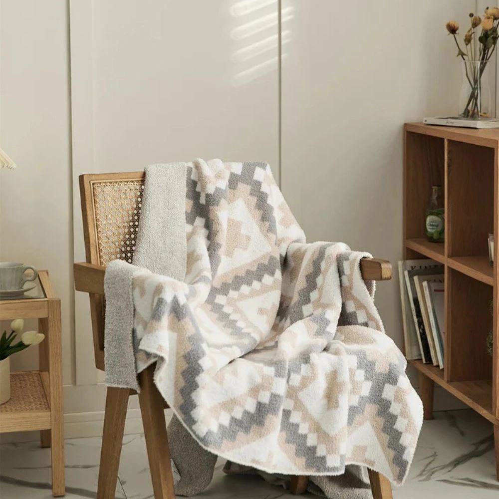 Couverture pour la maison en microfibre de haute qualité avec motif en tricot jacquard 1