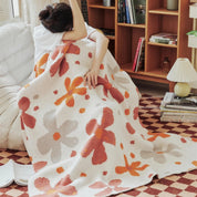 Couverture tricotée florale douce pour femme, pour la maison et les voyages, mélange coton-polyester 2