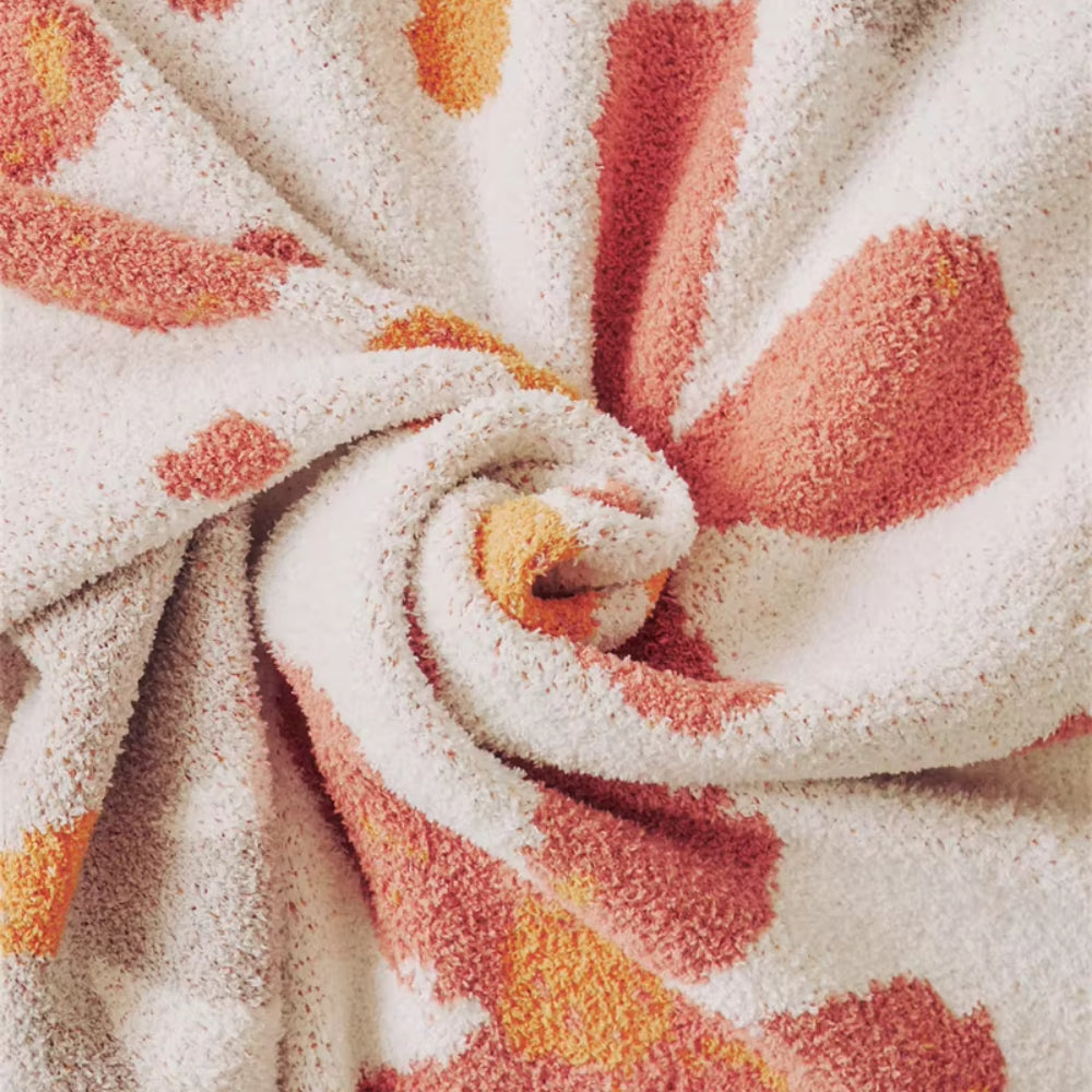 Couverture tricotée florale douce pour femme, pour la maison et les voyages, mélange coton-polyester 6