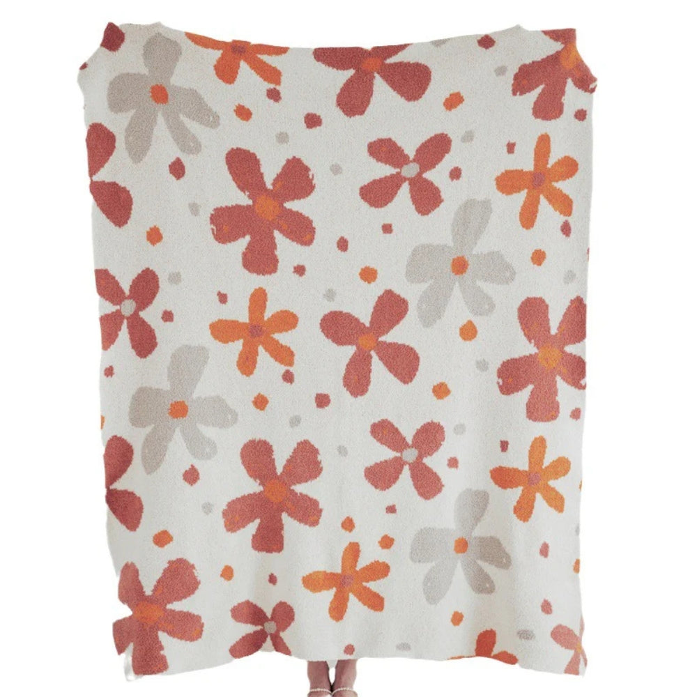 Couverture tricotée florale douce pour femme, pour la maison et les voyages, mélange coton-polyester 7