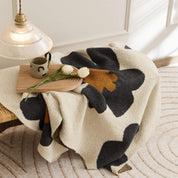 Couverture tricotée florale élégante pour femme en laine de haute qualité 120 x 150 cm 2
