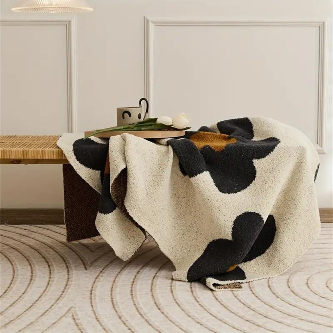 Couverture tricotée florale élégante pour femme en laine de haute qualité 120 x 150 cm 3