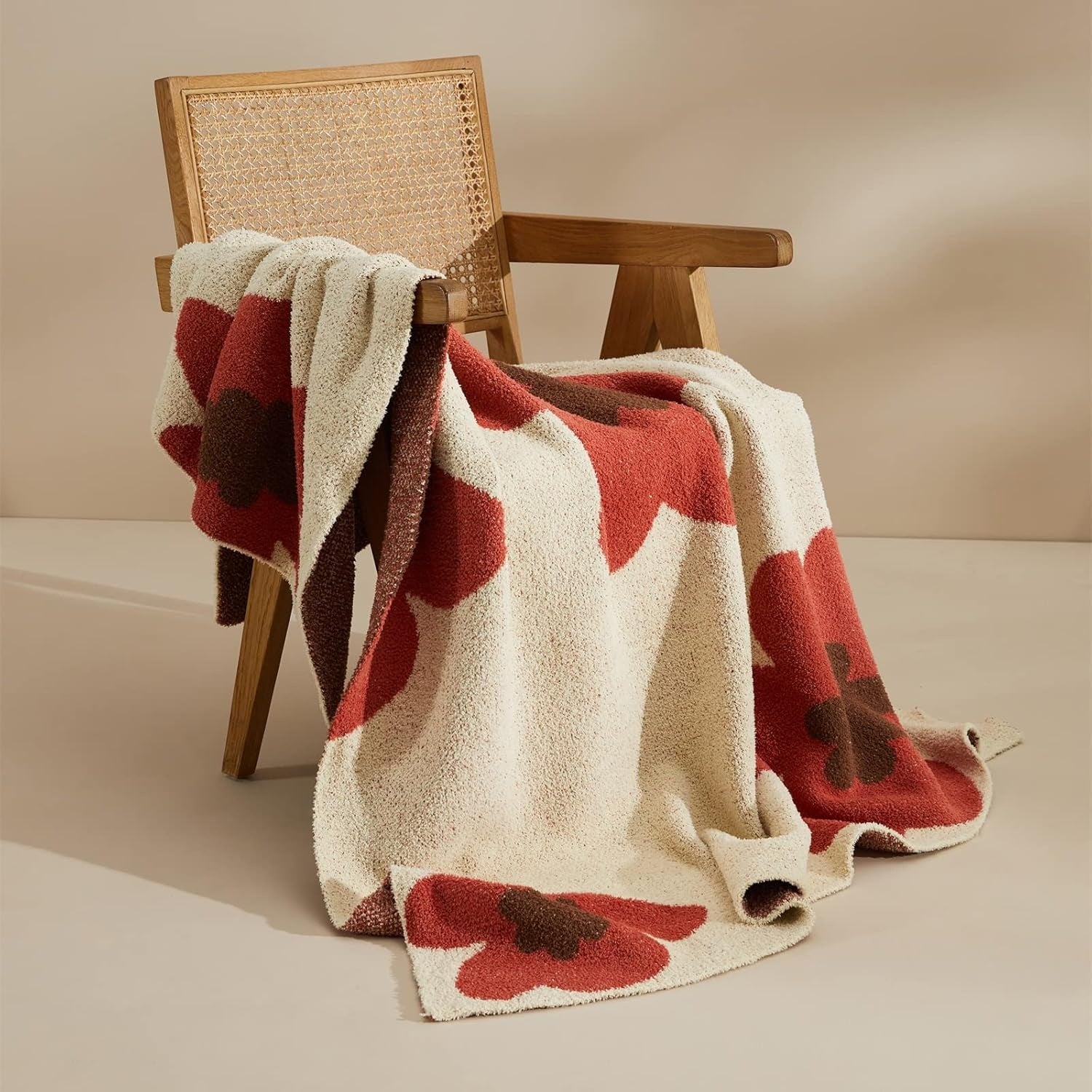 Couverture tricotée florale élégante pour femme en laine de haute qualité 120 x 150 cm 5