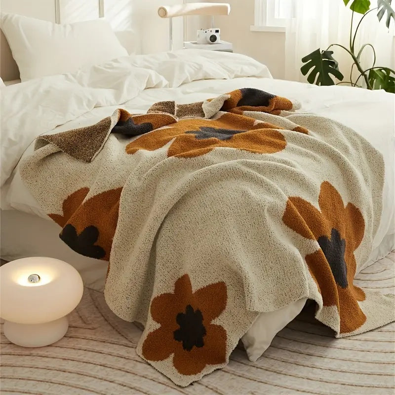 Couverture tricotée florale élégante pour femme en laine de haute qualité 120 x 150 cm 8