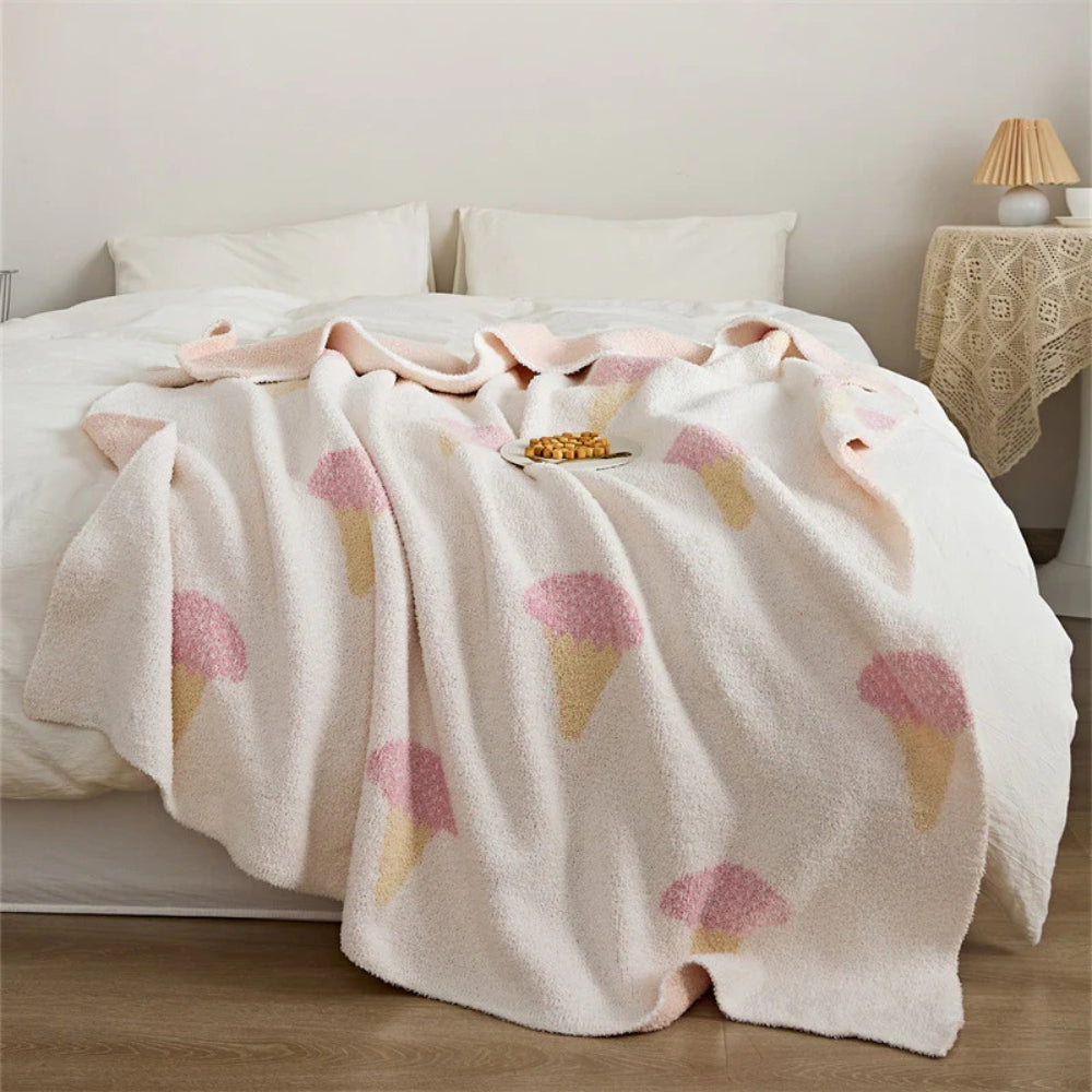 Couverture tricotée pour enfant avec motif de glace en microfibre, douce et respirante 0
