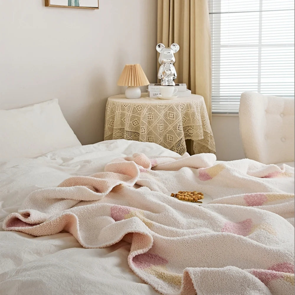 Couverture tricotée pour enfant avec motif de glace en microfibre, douce et respirante 2