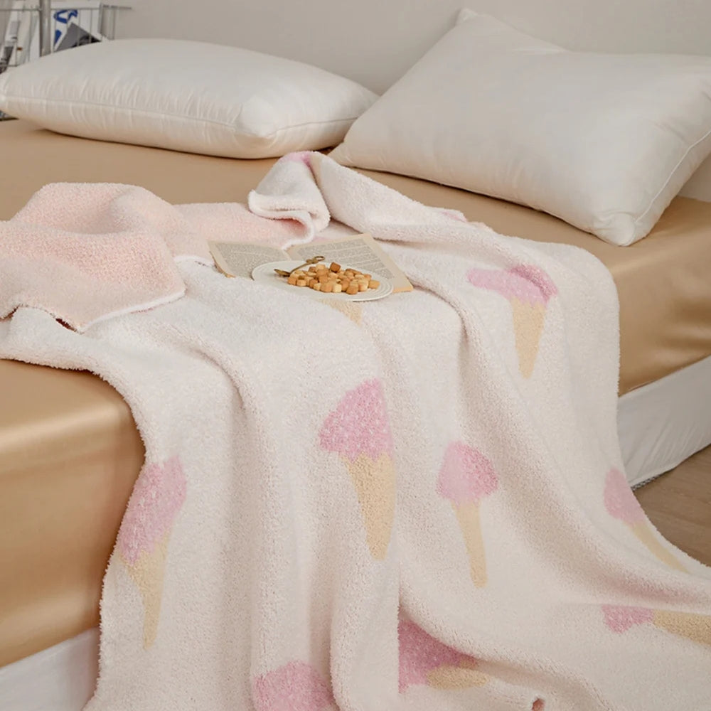 Couverture tricotée pour enfant avec motif de glace en microfibre, douce et respirante 4