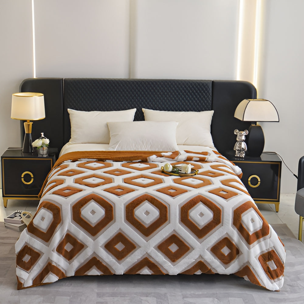 Couvre-lit géométrique confortable pour toutes les saisons en mélange coton-polyester 0