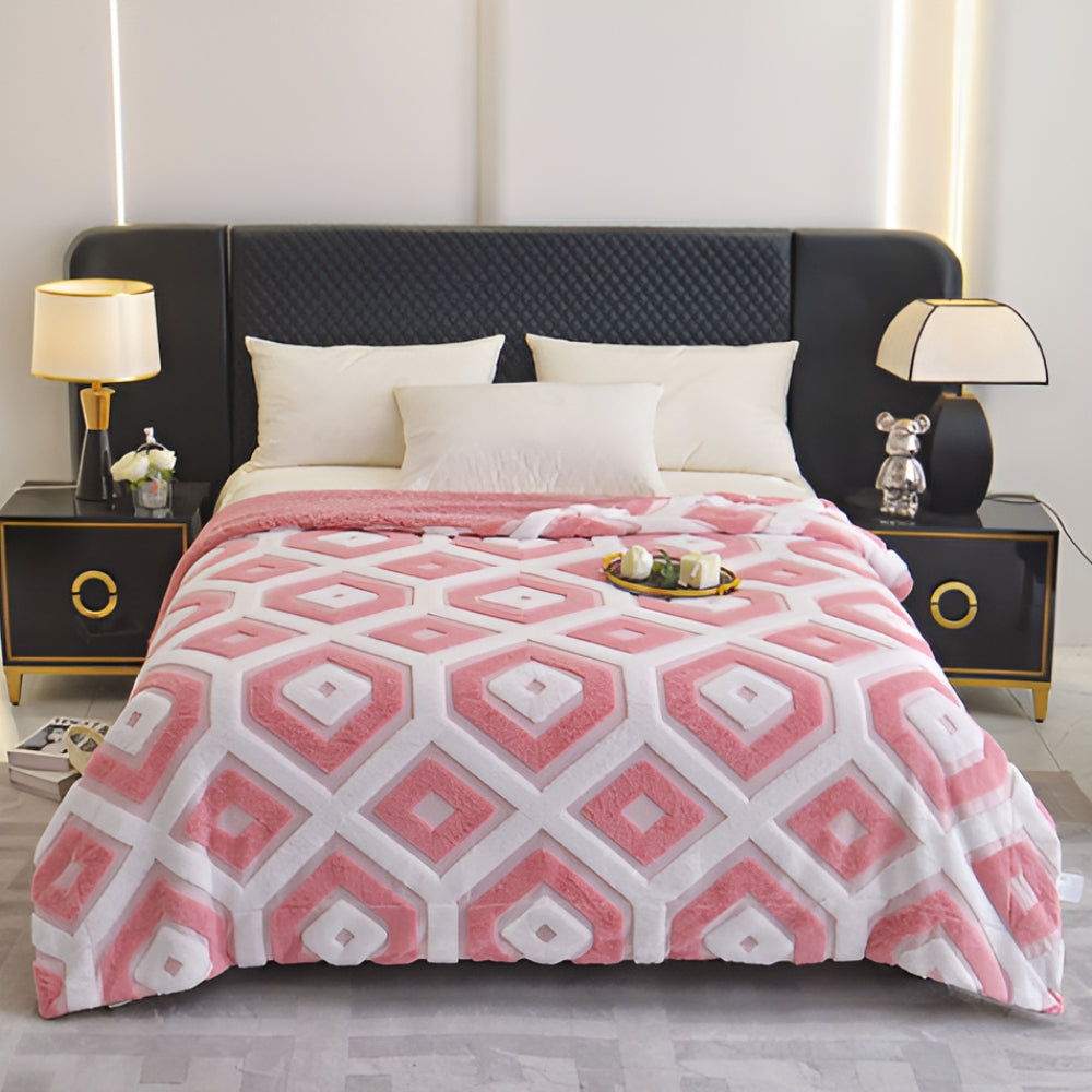 Couvre-lit géométrique confortable pour toutes les saisons en mélange coton-polyester 1