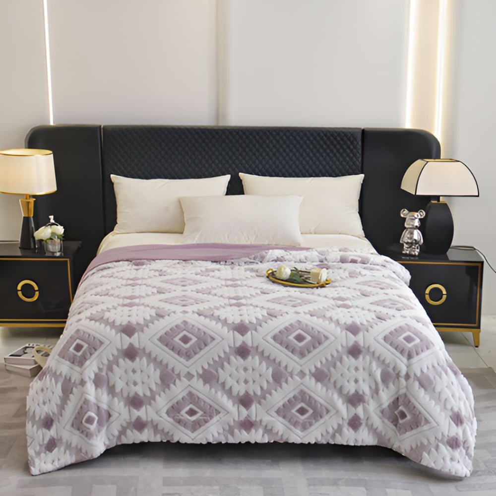 Couvre-lit géométrique confortable pour toutes les saisons en mélange coton-polyester 2