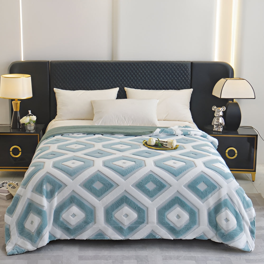 Couvre-lit géométrique confortable pour toutes les saisons en mélange coton-polyester 3