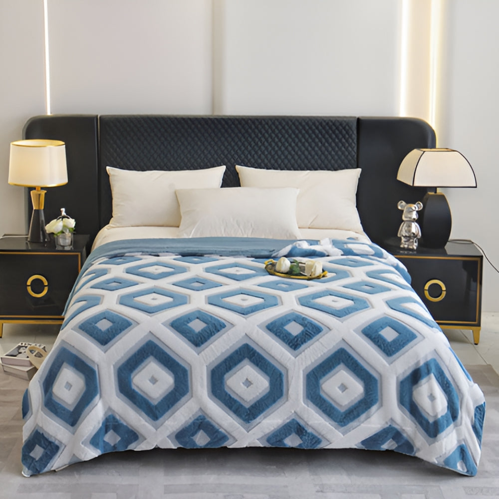 Couvre-lit géométrique confortable pour toutes les saisons en mélange coton-polyester 4