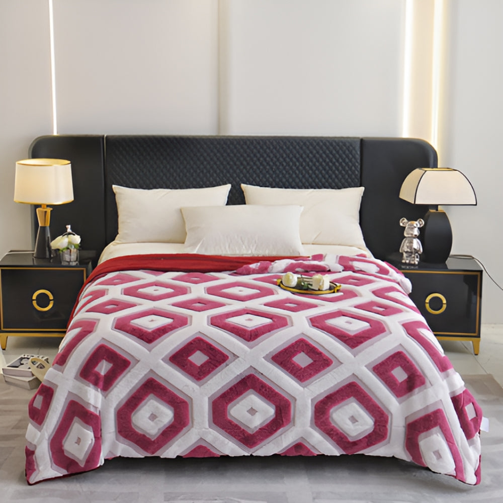 Couvre-lit géométrique confortable pour toutes les saisons en mélange coton-polyester 5