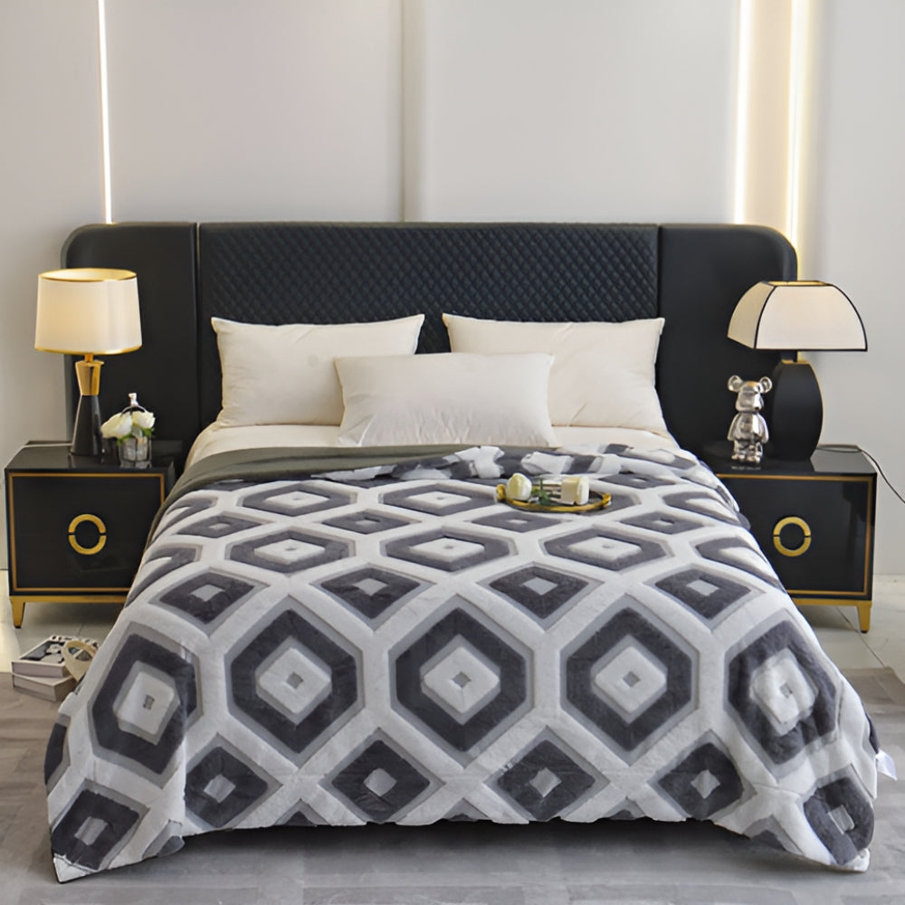 Couvre-lit géométrique confortable pour toutes les saisons en mélange coton-polyester 7
