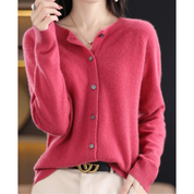 DANIELLE | Cardigan col rond en pure laine mérinos pour femme 0