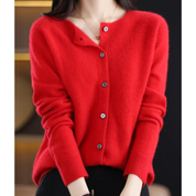 DANIELLE | Cardigan col rond en pure laine mérinos pour femme 1