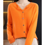 DANIELLE | Cardigan col rond en pure laine mérinos pour femme 11