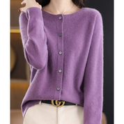 DANIELLE | Cardigan col rond en pure laine mérinos pour femme 13