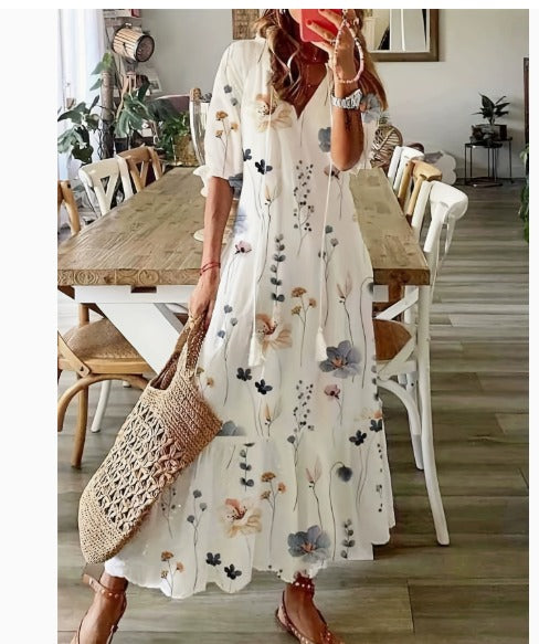 SKYLAR | Robe midi en mélange de coton floral