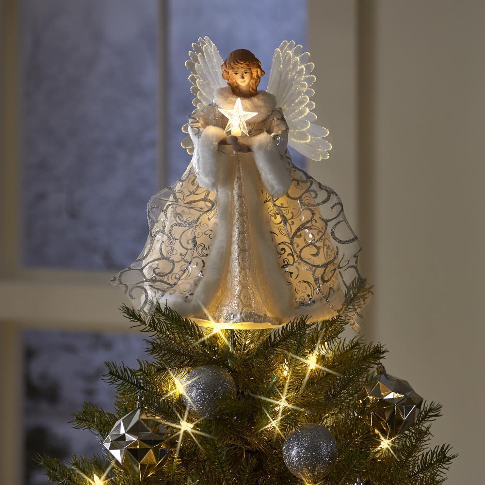 Décoration de sapin de Noël : Poupée Ange Doré Étoile Lumineuse LED 2