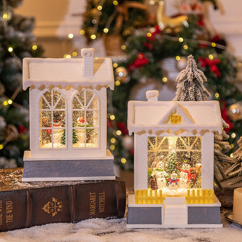 Décorations de Noël Boîte à musique Maison Petite veilleuse Ornements 6