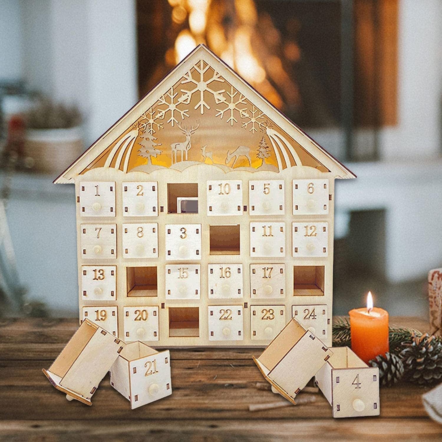 Décorations de Noël créatives en bois, ornements faits main 3