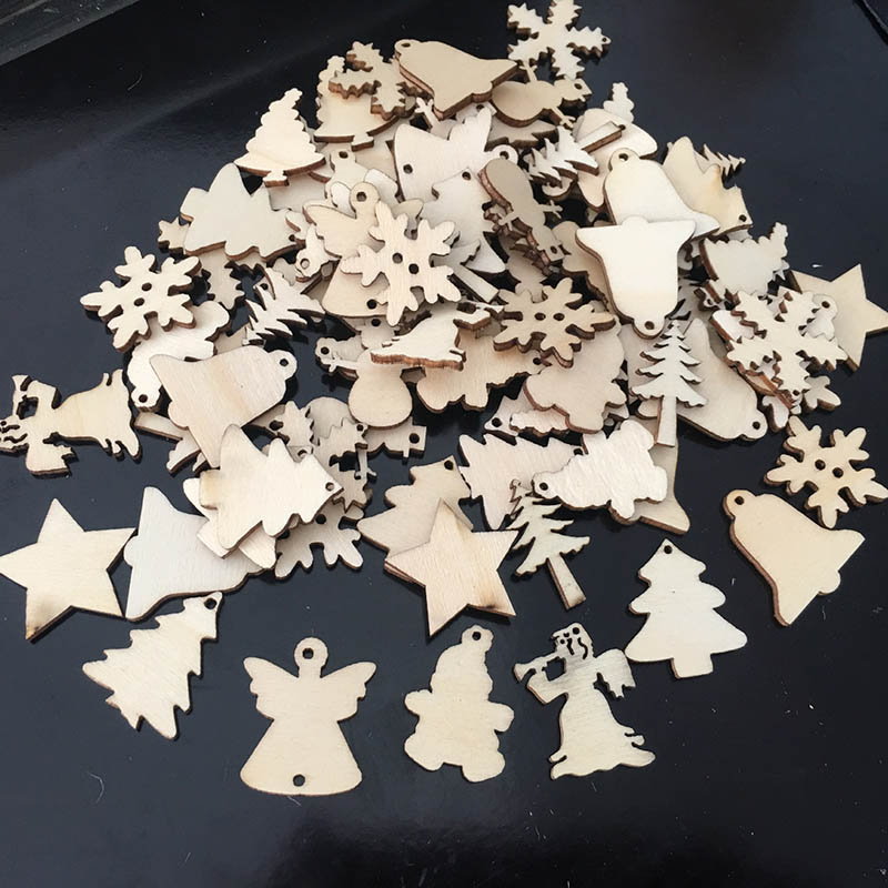Décorations de Noël en bois, lot de 50 pièces 0