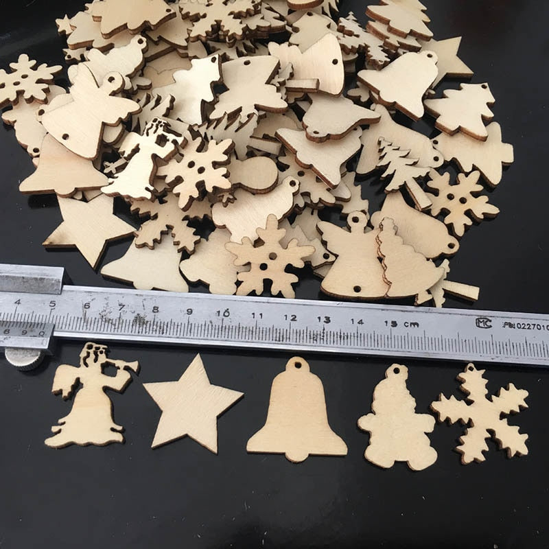 Décorations de Noël en bois, lot de 50 pièces 2