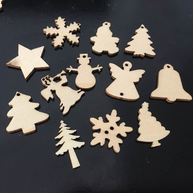 Décorations de Noël en bois, lot de 50 pièces 3