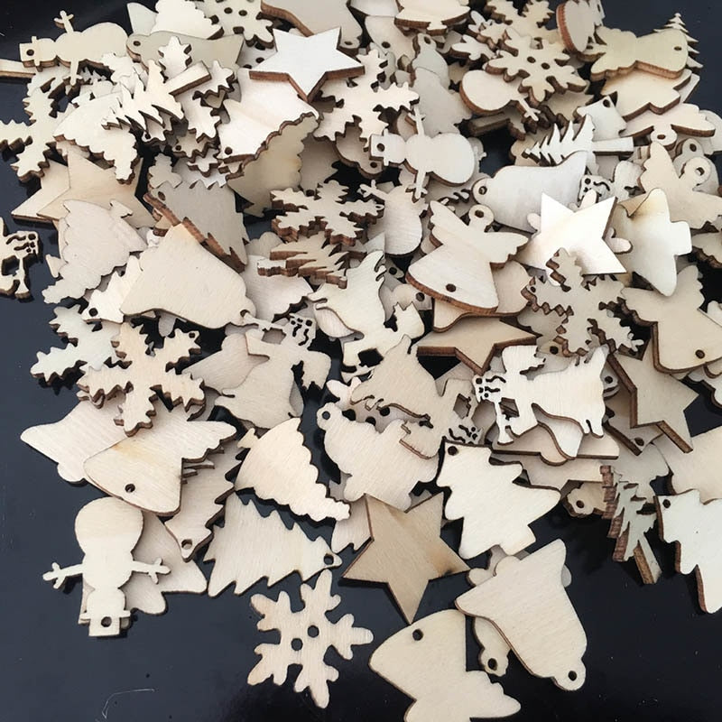 Décorations de Noël en bois, lot de 50 pièces 5