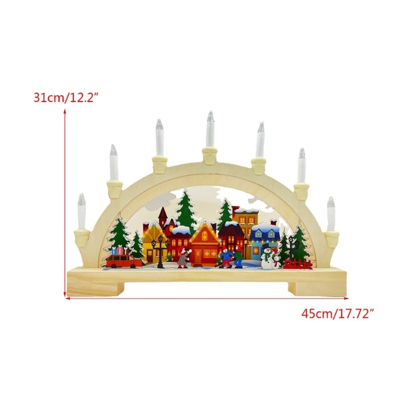 Décorations de Noël en bois avec lampe LED en forme de pont 2